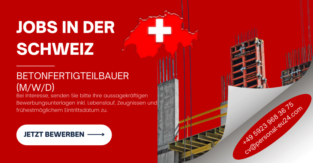Betonfertigteilbauer (mwd) Jobs in der Schweiz