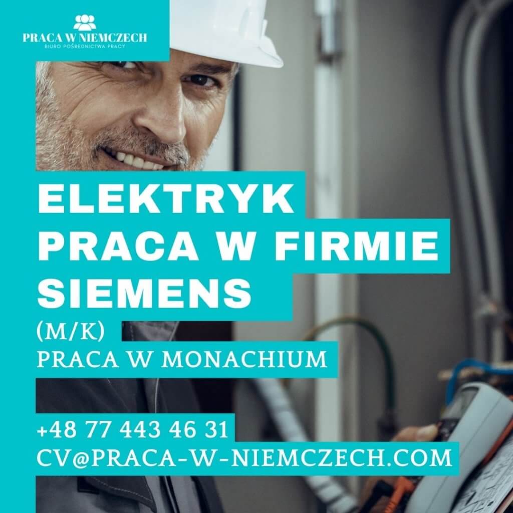 Elektryk Praca Siemens Monachium FB