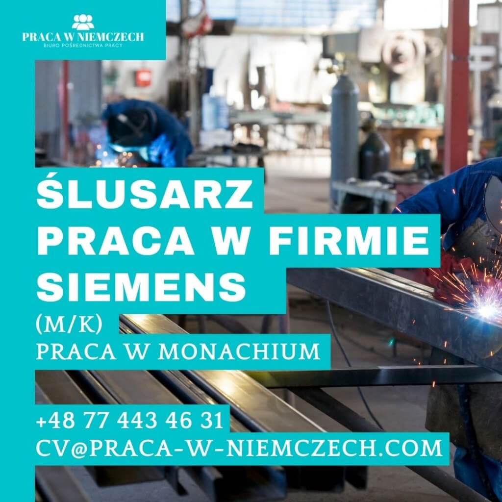 Ślusarz Praca Siemens Monachium FB