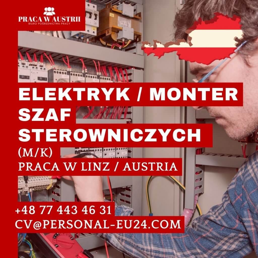 Elektryk Monter szaf sterowniczych (mk) Praca w Austrii Linz FB