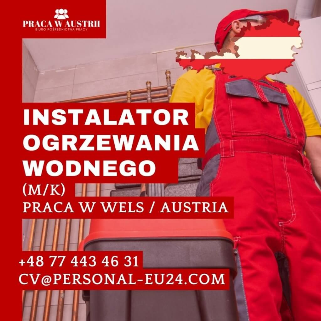 Instalator ogrzewania wodnego (mk) Praca w Austrii Wels FB