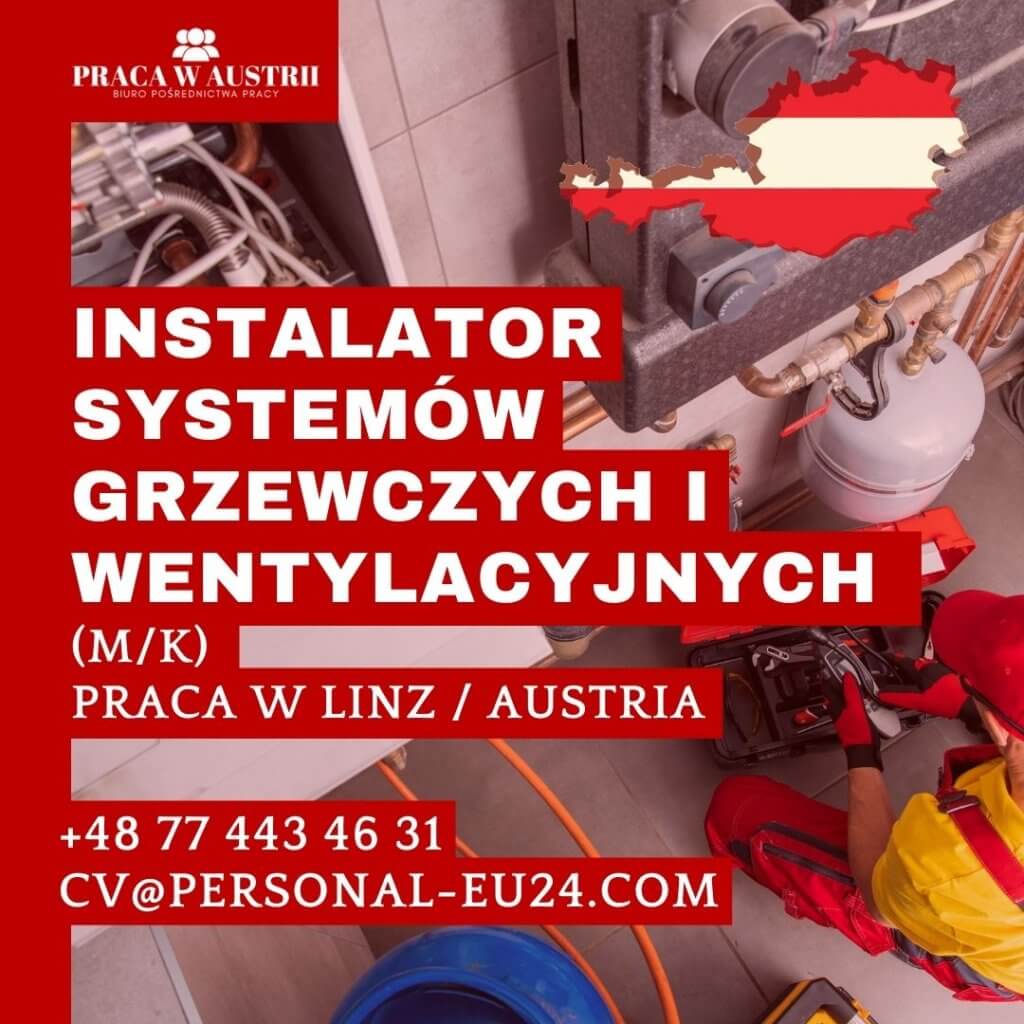 Instalator systemów grzewczych i wentylacyjnych (mk) Praca w Austrii Linz FB