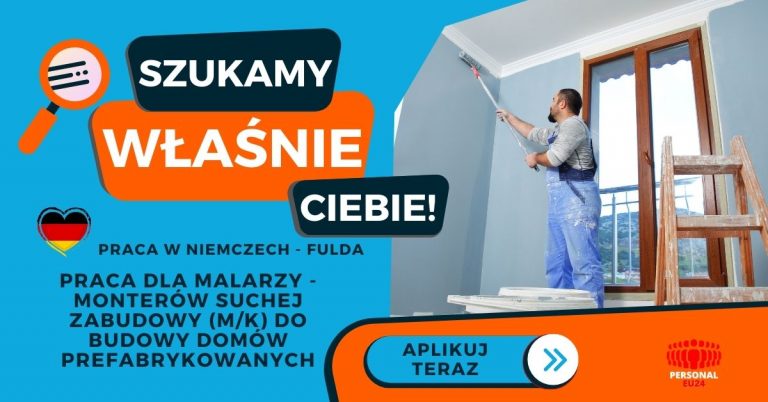 Praca dla malarzy - monterów suchej zabudowy (mk) do budowy domów prefabrykowanych - Praca w Niemczech- PERSONAL-EU24